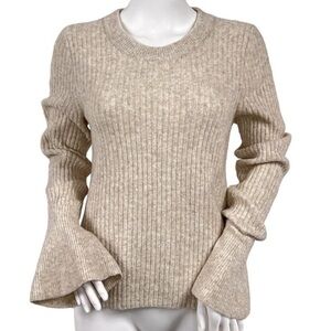 Madewell Ribbed Bell-Sleeve Sweater in Beige